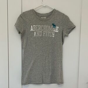 Abercrombie & Fitch Heather Gray Tee with Teal Logo